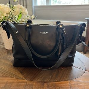 Coach black satchel with shoulder strap